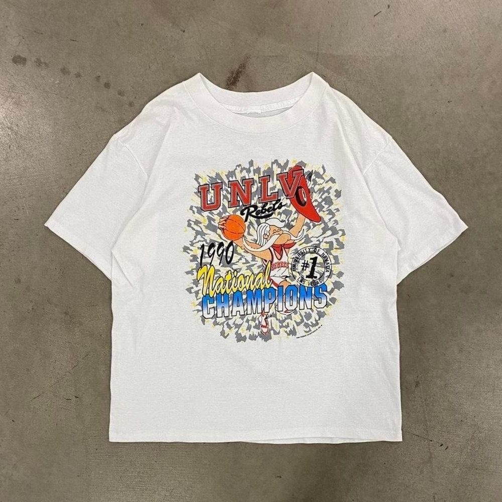 Vintage UNLV 1990 College Basketball National Champions Single‎ Stitch T-Shirt L